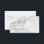 Classy Marble Bröllop Advice och Önskemål Card Rådkort<br><div class="desc">Lägg till en personlig beröring till bröllop med ett modernt råd och ett modernt kort för bröllop och önskemål. Det här rådgivningskortet har rubriken i grått, det moderna skriptteckensnittet stil och detaljer i grått modern sans serif font stil på vit marble-bakgrund. Perfekt för bröllop, babydusch, födelsedagsfest, möhippa, bachelorette-fest och alla...</div>