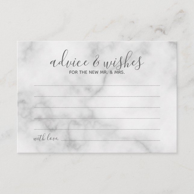Classy Marble Bröllop Advice och Önskemål Card Rådkort (Framsida)