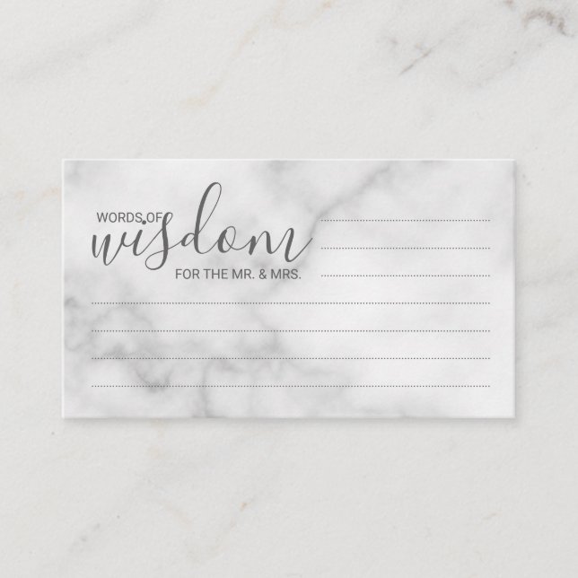 Classy Marble Bröllop Advice och Önskemål Card Rådkort (Framsida)