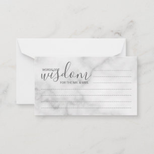 Classy Marble Bröllop Advice och Önskemål Card Rådkort