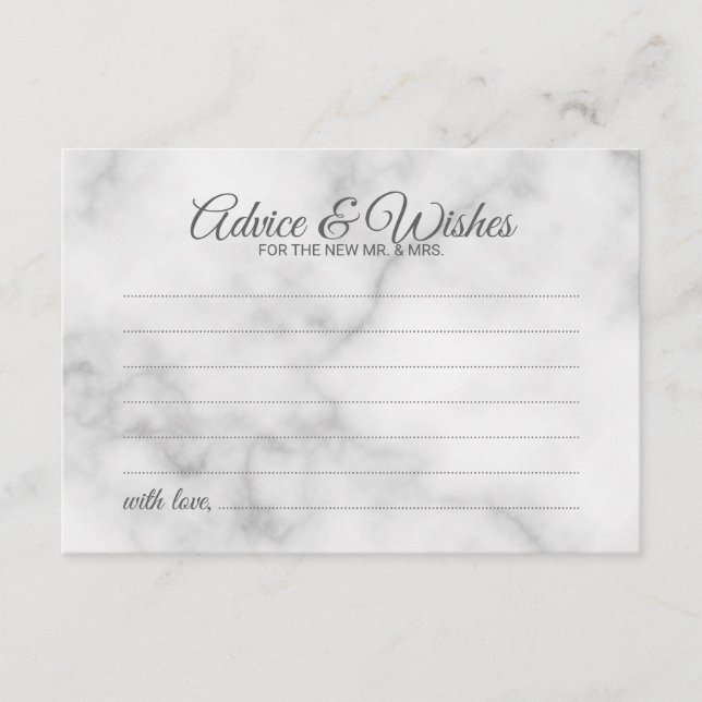 Classy Marble Bröllop Advice och Önskemål Card Rådkort (Framsida)