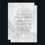 Classy Marble Elegant bröllop Inbjudningar<br><div class="desc">Elegantens snyggt är utformad med briden och triomens namn i grått elegant-typsnitt stil och detaljer i grått Classic serif font stil med stort datum i light grått som bakgrund på vit marmorbakgrund.</div>