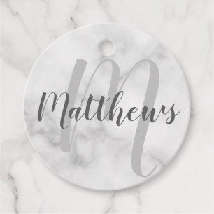 Classy Marble Personlig Monogram & Family Namn Gåvor Etiketter