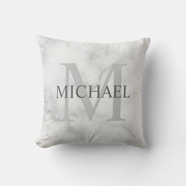 Classy Marble Personlig Monogram och Namn Kudde (Framsida)