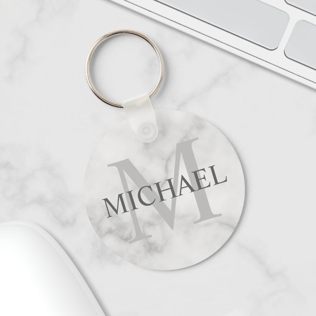 Classy Marble Personlig Monogram och Namn Nyckelring (Skapare uppladdad)