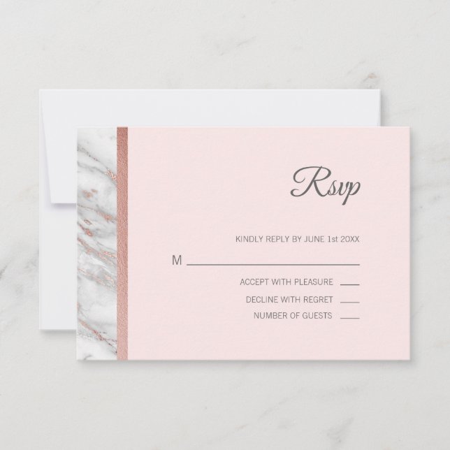 Classy Marble Ro Gold Foil OSA Menu Bröllop (Framsida)