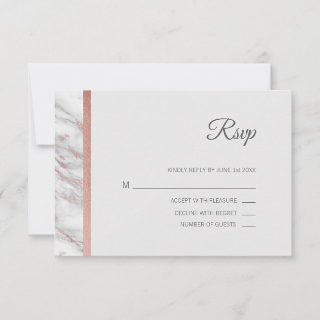 Classy Marble Ro Gold Foil OSA Menu Bröllop Kort (Framsida)