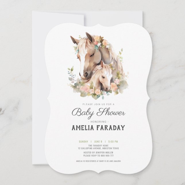 Classy Mare and Foal Horse Baby dusch Inbjudningar (Framsida)