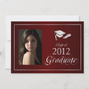 Classy Maroon & Silver 2012 Student Photo Inbjudan