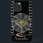 Classy Martini Cocktail Glass Personlig<br><div class="desc">Ett glamoröst glas av roligt skapar ett telefonfodral av öga,  det lilla martinisglaset är till och med komplett med en oliv! En mycket unik och snyggt presentidé som skulle vara underbar för dem som i kärlek är cocktail party eller arbetar inom restaurangbranschen. Anpassa den med namn eller text.</div>
