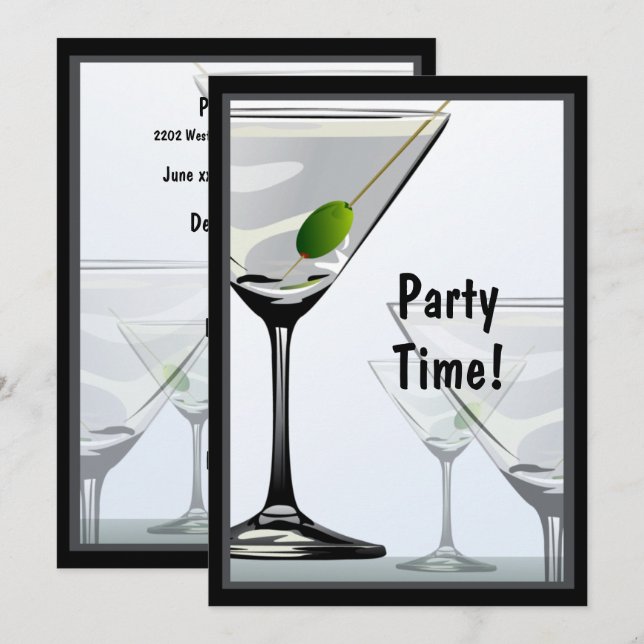 Classy Martini Cocktails Party-inbjudan Inbjudningar (Fram/baksida)