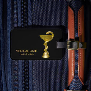 Classy Medical Bowl Hygieia Guld Snake Caduceus Bagagebricka