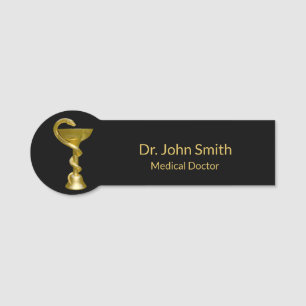 Classy Medical Bowl Hygieia Snake Guld Caduceus Namnbricka