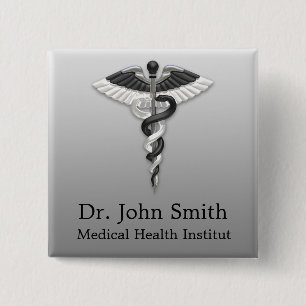 Classy Medical Elegant Black White Caduceus Noble Knapp