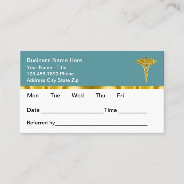 Classy Medical Office Appointment Cards Design Tidsbeställning Kort (Framsida)