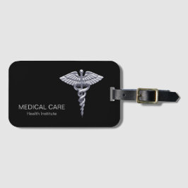 Classy Medical Silver Caduceus på Black Bagagebricka