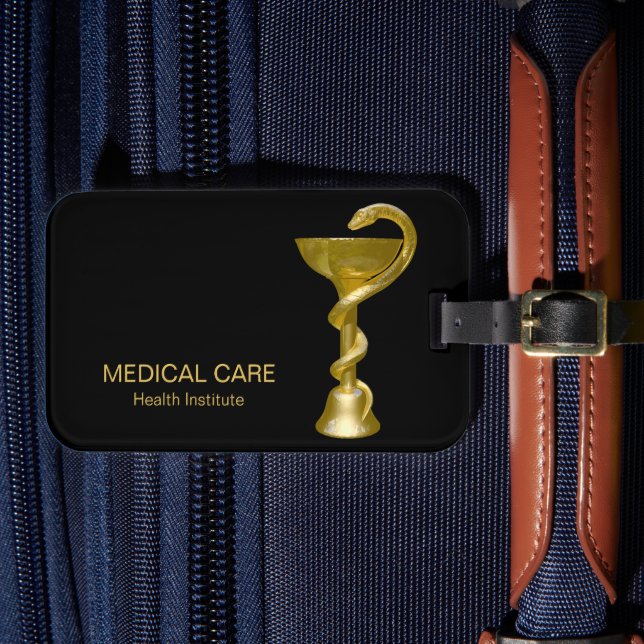 Classy Medical Snake Bowl Hygieia Guld Caduceus Bagagebricka (Framsida Insitu 4)