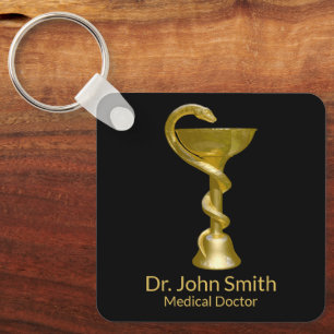 Classy Medical Snake Bowl Hygieia Guld Caduceus Nyckelring