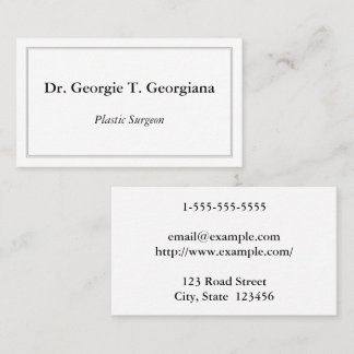 Classy & Minimal Plastic Surgeon Business Card Visitkort