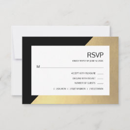Classy Modern Black Faux Gold Foil OSA Menu Kort