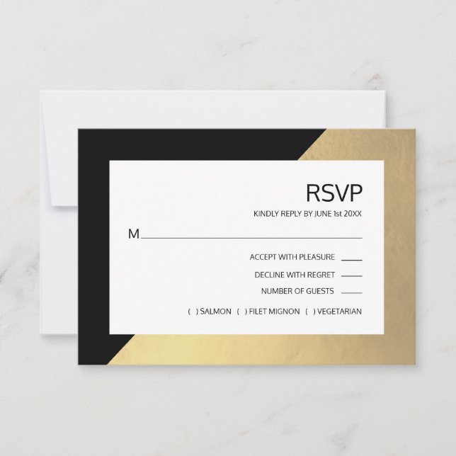 Classy Modern Black Faux Gold Foil OSA Menu Kort (Framsida)