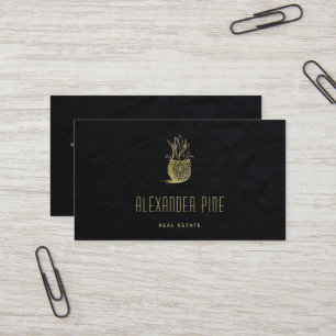 Classy Modern Black Guld Pineapple Real Gods Visitkort