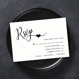 Classy Modern Black & White Menu Bröllop OSA Kort