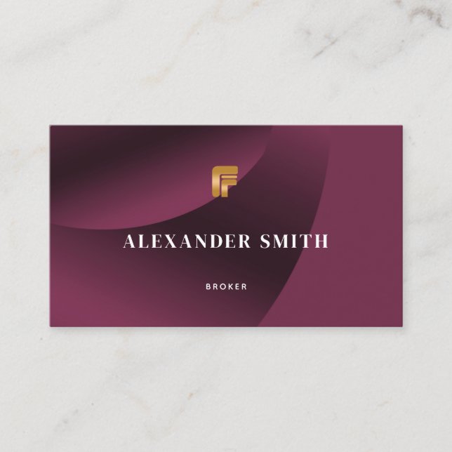 Classy Modern Burgundy Guld Professionell Photo Visitkort (Framsida)