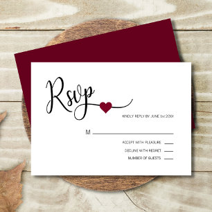 Classy Modern BURGUNDY & White OSA Menu Bröllop Kort