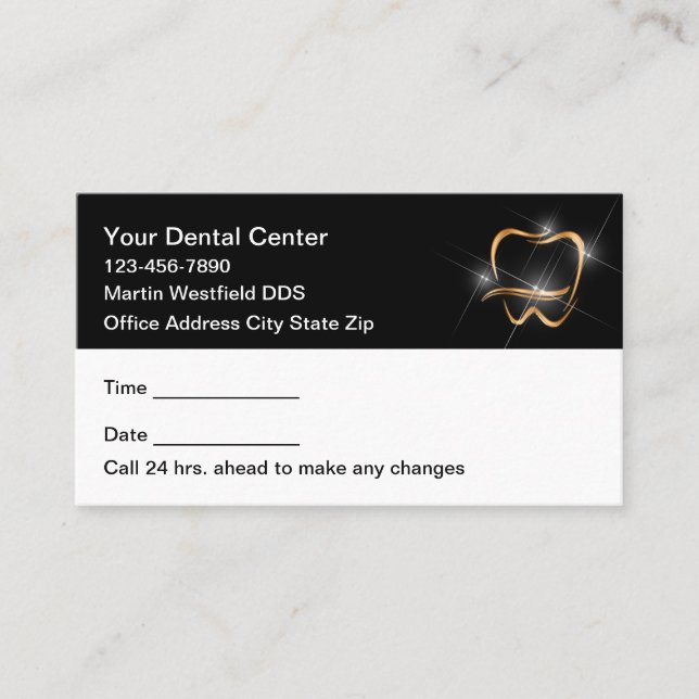Classy Modern Dentist Office Appointment Cards  Tidsbeställning Kort (Framsida)