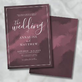 Classy Modern Elegant Watercolor Burgundy Bröllop Inbjudningar