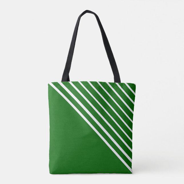 Classy Modern Green Diagonal Stripes Tygkasse (Baksida)