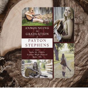 Classy Modern Maron Photo Studenten annons Magnet