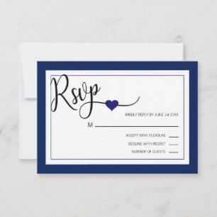 Classy Modern Navy Blue & White OSA Menu Bröllop Kort
