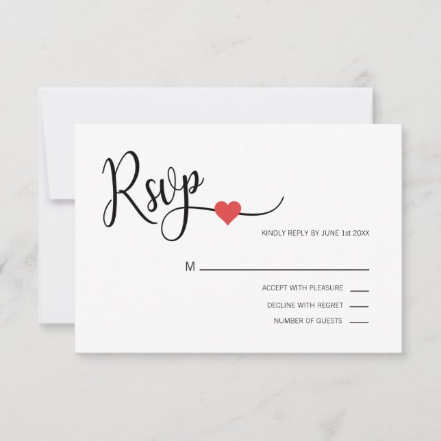 Classy Modern RED & White OSA Menu Bröllop Kort (Framsida)