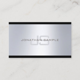 Classy Monogram Artistic Silver look Plain Luxury Visitkort