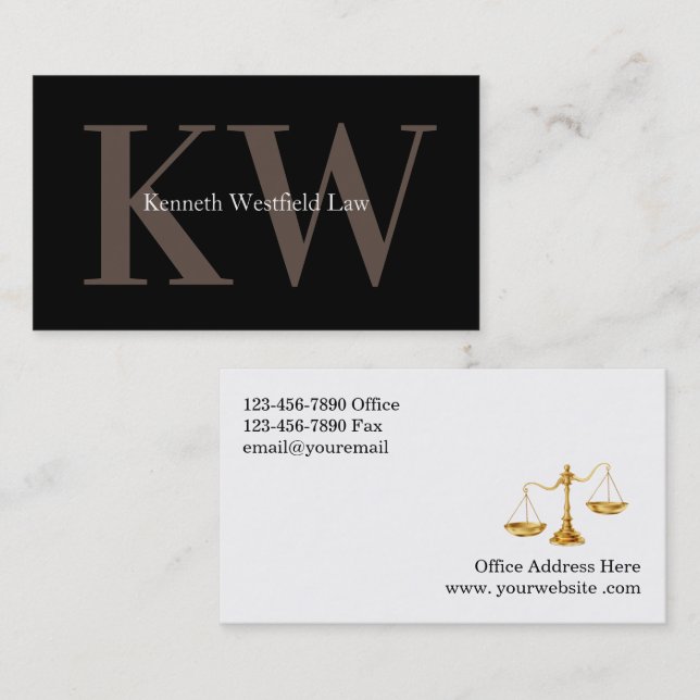 Classy Monogram Attorney Dubbla Side Visitkort (Fram/baksida)