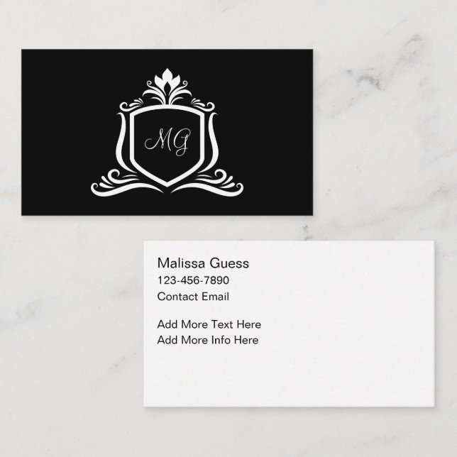Classy Monogram Elegant Business Cards Visitkort (Fram/baksida)