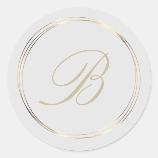 Classy Monogram Guld Circles Runt Klistermärke (Framsida)