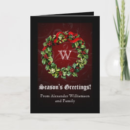 Classy Monogram Holly-Helgdag Helgkort