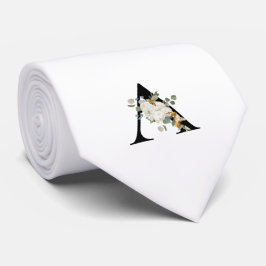 Classy Monogram Initial A med vita blommor Slips