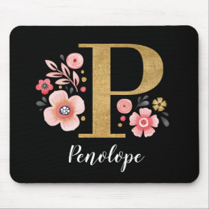 Classy Monogram Initial Rosa Black Brev P Musmatta