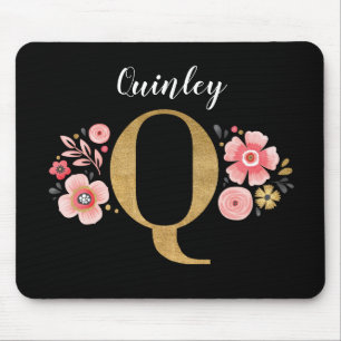 Classy Monogram Initial Rosa Black Brev Q Musmatta