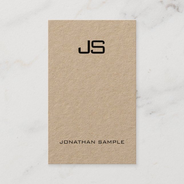 Classy Monogram Premium Kraft Modern Lodrät Chic Visitkort (Framsida)