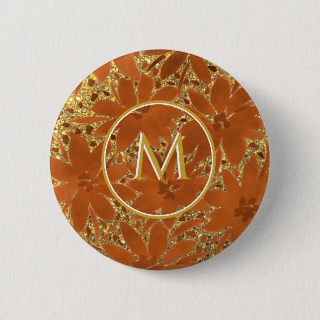 Classy Monogrammed Guld Gnistra Knapp (Framsida)