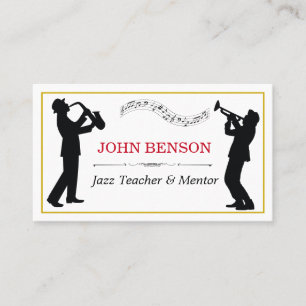Classy Music Jazz Teacher Black Silhouettes Visitkort