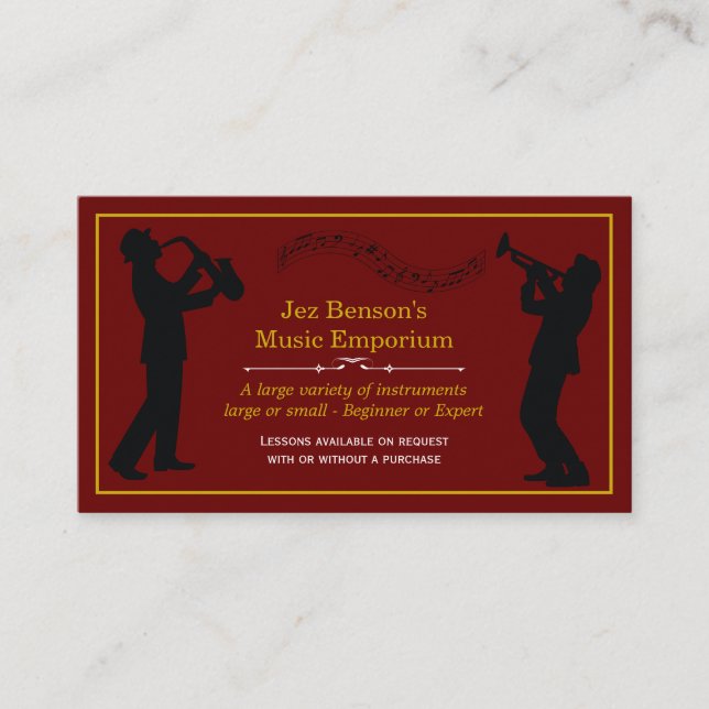 Classy Music Store Guld Silhouettes Visitkort (Framsida)