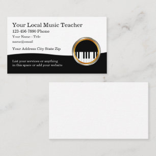 Classy Music Teacher Piano Theme Affärskorts Visitkort