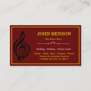 Classy Music Teacher White Treble Clef med Notes Visitkort