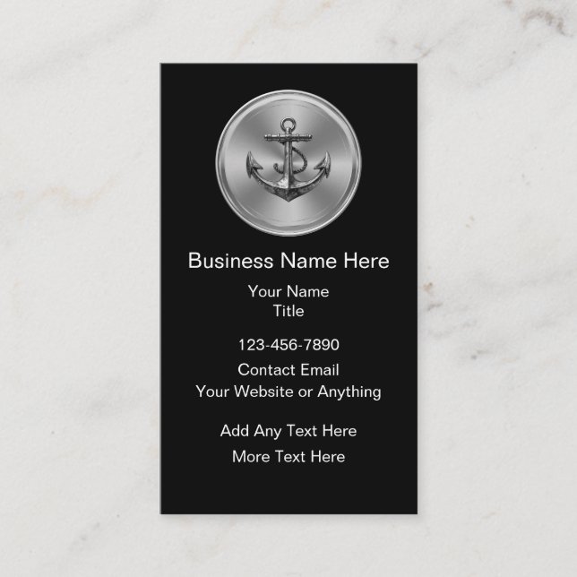 Classy Nautical Anchor Theme Business Cards Visitkort (Framsida)